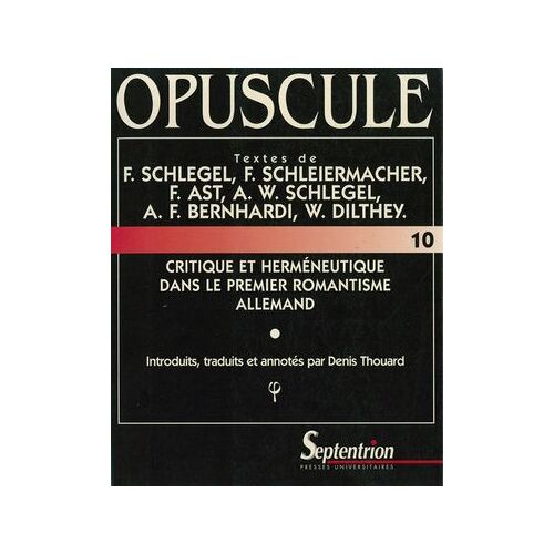Critique Et Herméneutique Dans Le Premier Romantisme Allemand