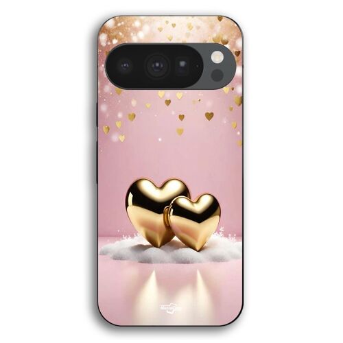 Coque Pour Google Pixel 10 Pro coeur dorée brillant Maniacase