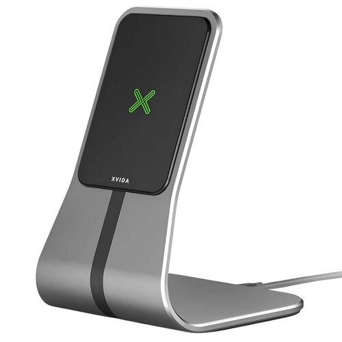 Support de Charge Sans Fil pour iPhone X / 8 / 8 Plus Qi 7.5W en Aluminium Xvidia Argent