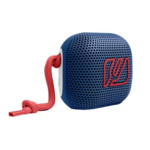 Enceinte Bluetooth Portable Muse 5W avec Bass Boost ¿ Autonomie 5h, Couplage Stéréo A2DP, Fonction Mains Libres, Portée 10 m, IPX4 Résistante aux Éclaboussures, Dragonnes Incluses ¿ Bleu