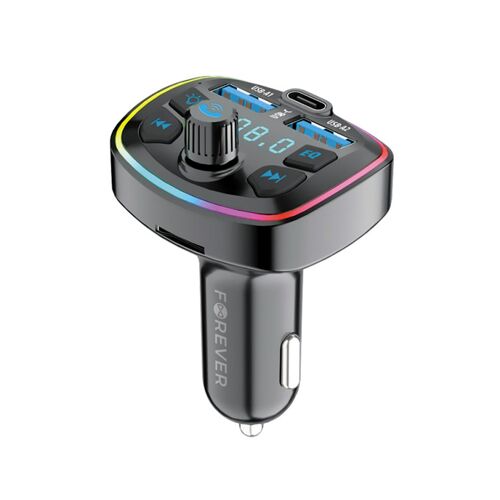 Chargeur Voiture USB-C / 2 USB-A 20W avec Transmetteur FM Bluetooth et Micro-SD Forever Noir