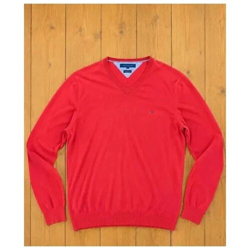 Pull Rouge Tommy Hilfiger Col V Léger – Bon État – Taille L