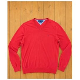Pull Rouge Tommy Hilfiger Col V Léger ¿ Bon État ¿ Taille L
