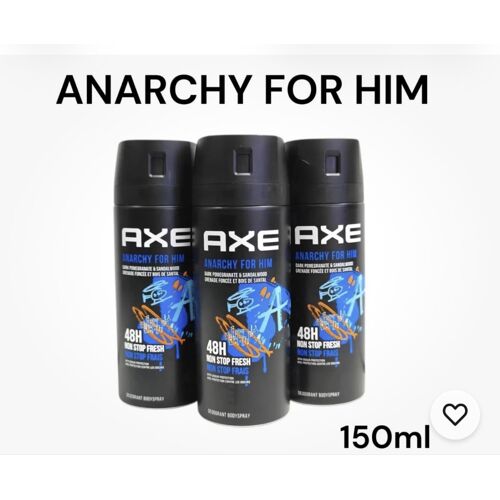 Déodorant Spray Corporel Axe Anarchy For Him 150 Ml – Lot De 3 – Neuf