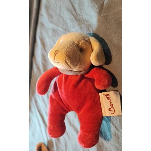 Doudou chien rouge et beige bengy