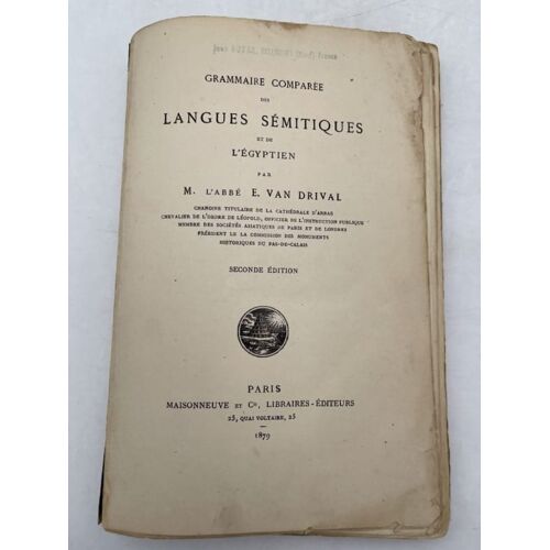 Grammaire Comparée Des Langues Sémitiques Et De L'egyptien