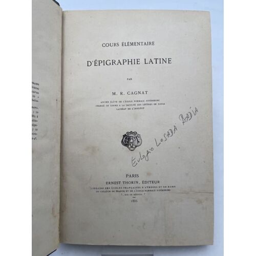 Cours Élémentaire D'épigraphie Latine