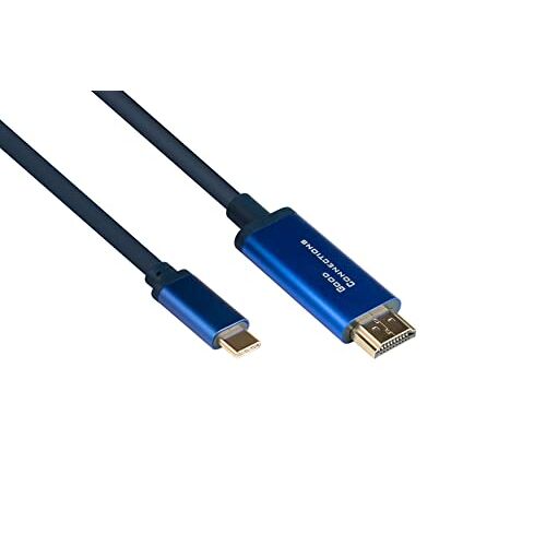 Good Connections® Smartflex Câble USB C vers HDMI 2.0b 4K UHD @ 60 Hz Boîtier en aluminium hautement flexible Bleu foncé 1 m