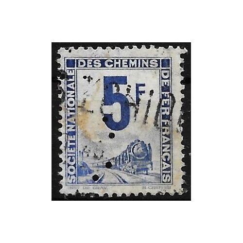 France 1944 / 47, Beau Timbre Pour Colis Postal - Petits Colis, Yvert 4, Locomotive À Vapeur 5f. Bleu, Oblitéré, Tbe.