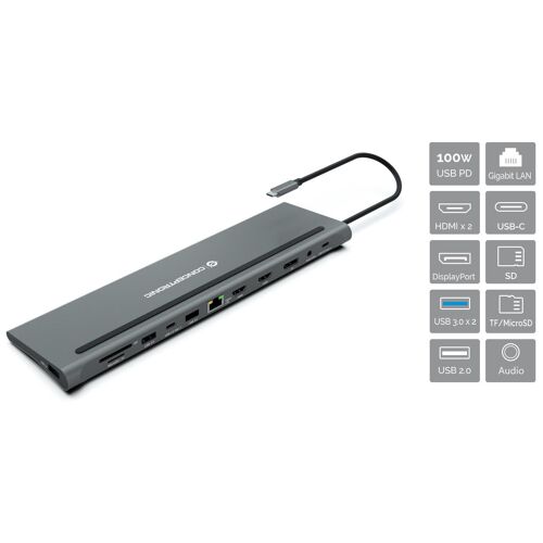Conceptronic DONN17G station d'accueil Avec fil USB 3.2 Gen 1 (3.1 Gen 1) Type-C Gris