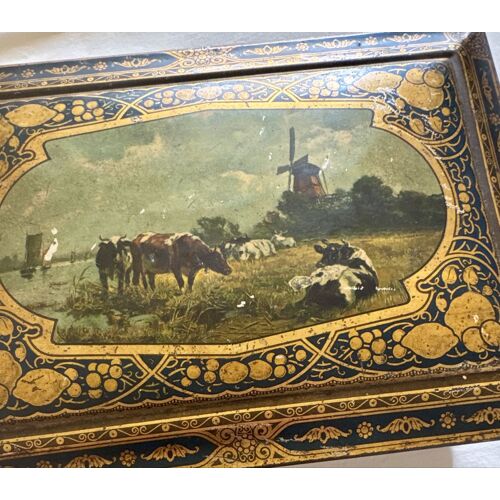Coffret À Bijoux Ancien Tôle Lithographiée Miroir Fin 19 Eme