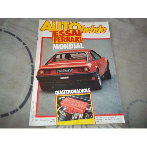 Auto Hebdo 336 De 1982 Pavanello,De Chaunac,Ferrari Mondial Quattrovalvole,Mugello,Andrett I,Cheever,Tour De France,Muller Cathy,Bugatti