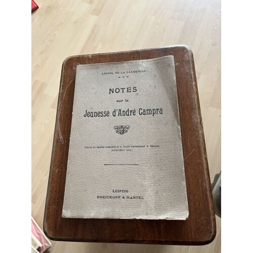 Notes Sur La Jeunesse D’André Campra L De Laurencie 1909 Dédicacé