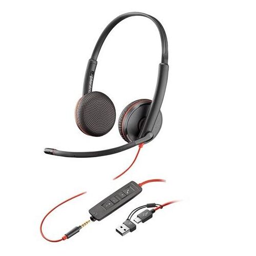 HP Poly Blackwire 3225 - Blackwire 3200 Series - micro-casque - sur-oreille - filaire - jack 3,5mm, USB-C - noir - Certifié pour Skype for Business, certifié Cisco Jabber, Certifié Avaya, certifié UC