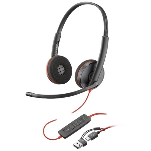 HP Poly Blackwire 3220 - Blackwire 3200 Series - micro-casque - sur-oreille - filaire - USB-C - noir - Certifié pour Skype for Business, certifié Cisco Jabber, Certifié Avaya, certifié UC
