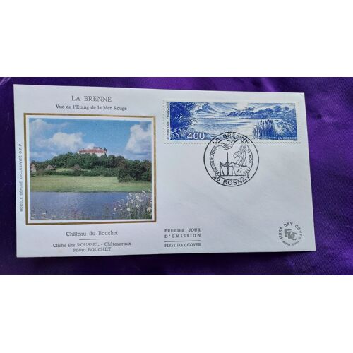 Enveloppe Premier Jour La Brenne Château Du Bouchet 36 Rosnay Illustration Soie Avec Contour Doré Timbre 4.00 Fr 9.2 X 16.4 Cm