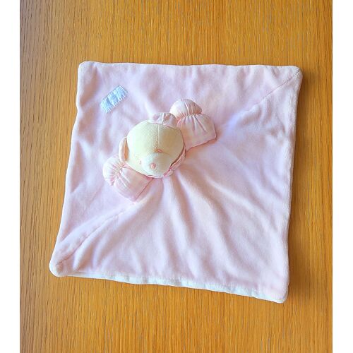 Doudou plat ours jacadi rose blanc vichy rose