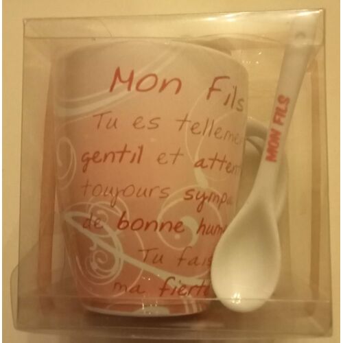 Mug + Cuillère Céramique "Mon Fils"