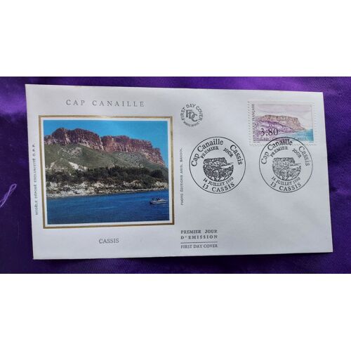 Enveloppe Premier Jour 13 Cassis Cap Canaille Illustration Soie 14 Juillet 1990 Timbre 3.80 Fr 9.2 X 16.4 Cm