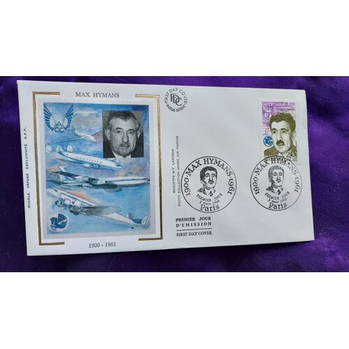 Enveloppe Premier Jour Max Hymans 1900 1961 Paris 3 Mars 1990 Illustration Soie Timbre 2.30 Fr 9.2 X 16.4 Cm