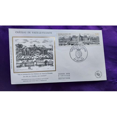 Enveloppe Premier Jour Château De Vaux Le Vicomte 77 Maincy 14 Juillet 1989 Illustration Soie Timbre 3.70 Fr 9.2 X 16.4 Cm