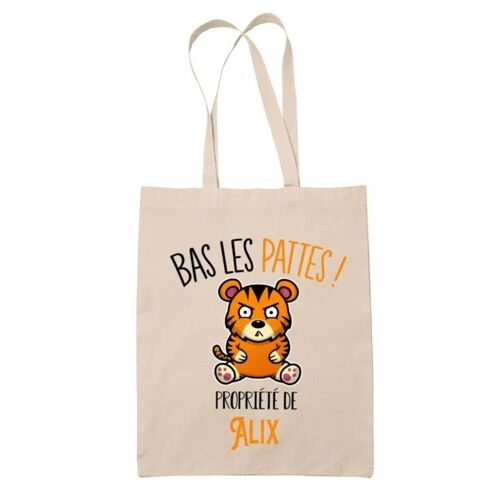 Tote bag Alix Bas les pattes Tigre | Sac en toile coton Original Cadeau Anniversaire Noël Humour fête des mères