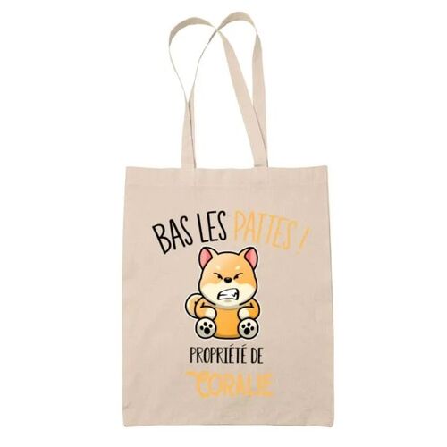 Tote bag Coralie Bas les pattes Chien Shiba | Sac en toile coton Original Cadeau Anniversaire Noël Humour fête des mères