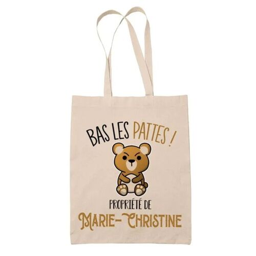 Tote bag Marie-Christine Bas les pattes Ours | Sac en toile coton Original Cadeau Anniversaire Noël Humour fête des mères