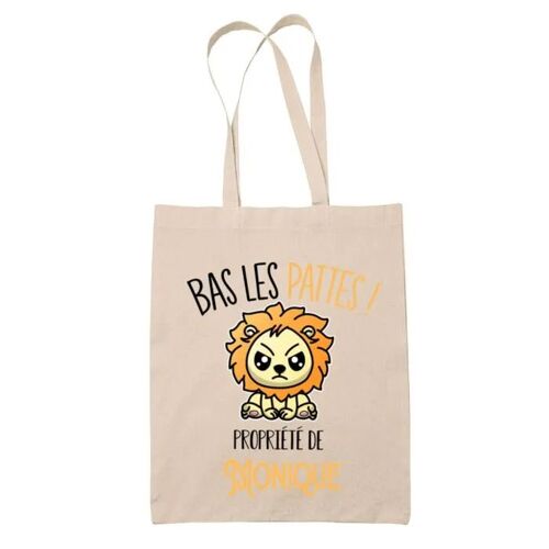 Tote bag Monique Bas les pattes Lion | Sac en toile coton Original Cadeau Anniversaire Noël Humour fête des mères