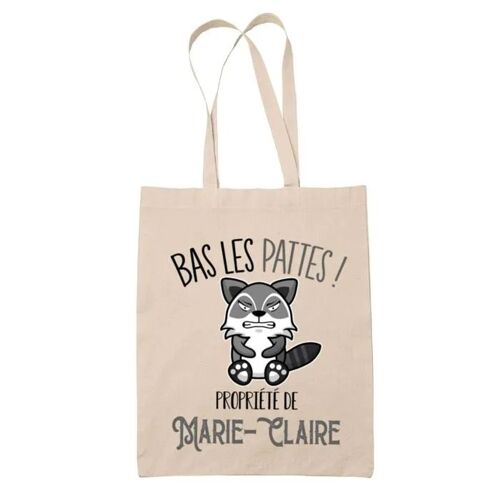 Tote bag Marie-Claire Bas les pattes Raton laveur | Sac en toile coton Original Cadeau Anniversaire Noël Humour fête des mères