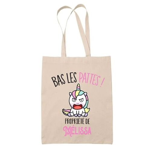 Tote bag Mélissa Bas les pattes Licorne | Sac en toile coton Original Cadeau Anniversaire Noël Humour fête des mères