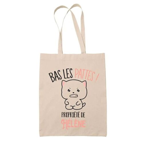 Tote bag Hélène Bas les pattes Chat | Sac en toile coton Original Cadeau Anniversaire Noël Humour fête des mères