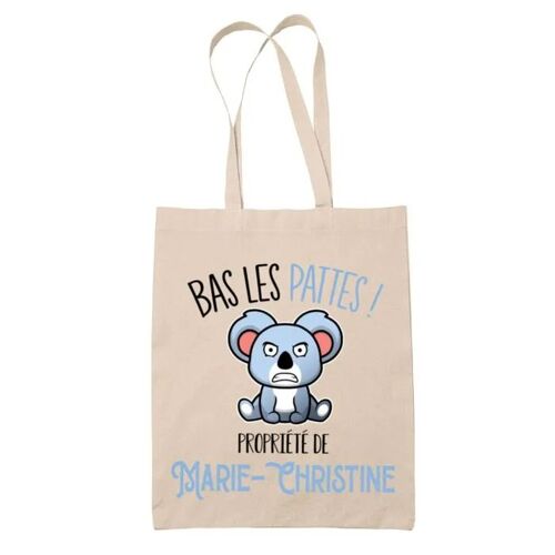 Tote bag Marie-Christine Bas les pattes koala | Sac en toile coton Original Cadeau Anniversaire Noël Humour fête des mères