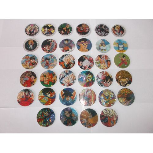 Lot De 34 Pogs « Dragon Ball Z » (Avec 3 Pogs Dragon Ball) - Quasiment Tous Brillants - Vintage