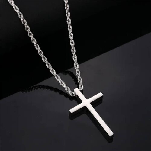 Croix Latine Argenté En Acier Inoxydable