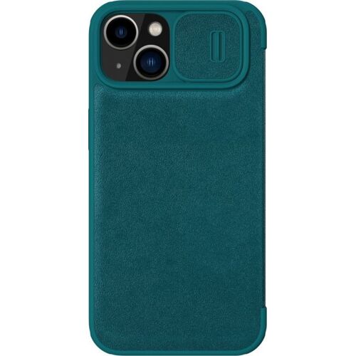 Coque pour iPhone 14 Plus - Cuir/PU, Vert, Anti-arañazos