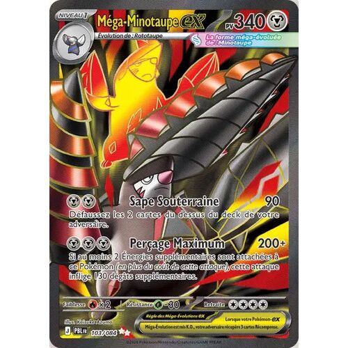 Carte Pokémon - Méga-Minotaupe Ex - 103/084 - Secrète-Rare Full Art - Me5 Nuit Noire