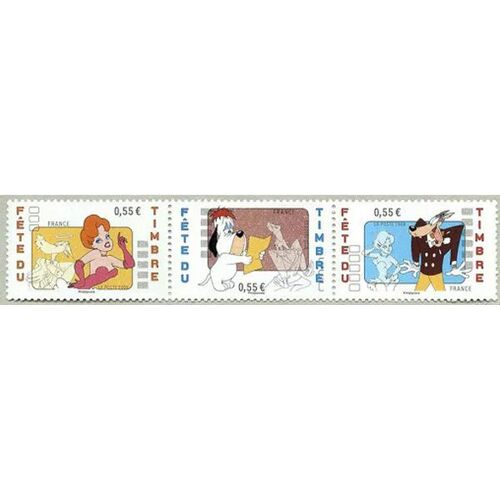 France 2008, Très Belle Bande 3 Timbres Neufs** Luxe Yvert 4146, 4147, 4148, Hommage À Tex Avery, Droopy, La Girl, Le Loup.