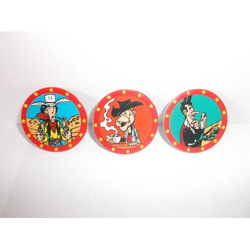 Lot De 3 Pogs « Avimage » Avec « Petit Brun Extra » - Spécial Lucky Luke - Années 1990