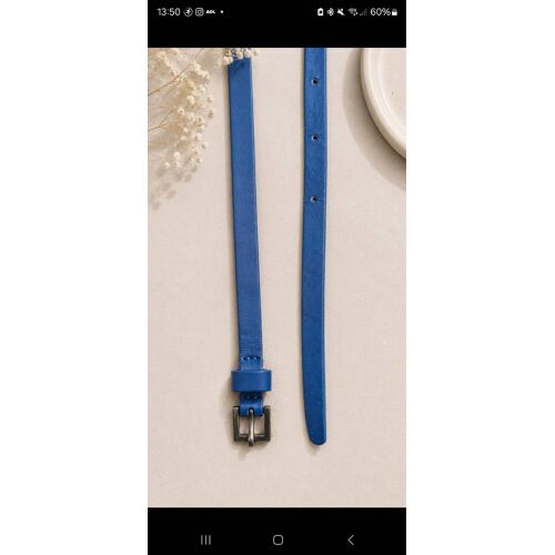Ceinture Fine Bleue – Taille 85 – Boucle Métal Gris