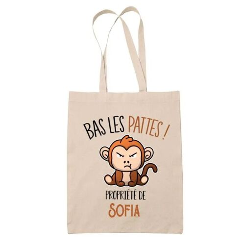 Tote bag Sofia Bas les pattes Singe | Sac en toile coton Original Cadeau Anniversaire Noël Humour fête des mères