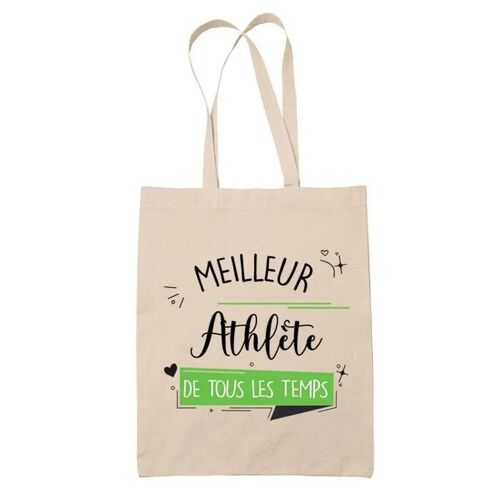 Tote bag Athlète meilleur de tous les temps | Sac coton cabas Idée Cadeau Humour Collègue famille Homme Anniversaire Noël
