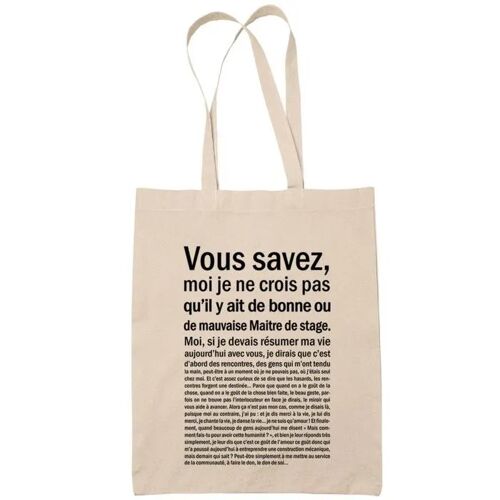 Tote bag Maitre de stage Situation Femme Beige | Idée Cadeau Sac cabas Bandoulière, Sac de Plage, Sac à Main | Imprimé en France