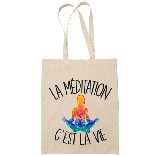 Tote bag méditation femme c'est la vie | Idée Cadeau Sac cabas Bandoulière, Sac de Plage | Imprimé en France