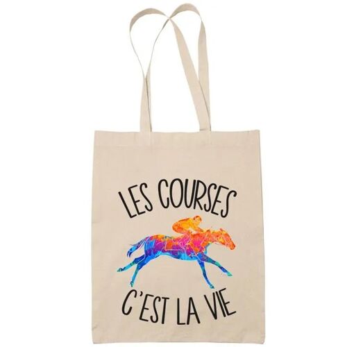 Tote bag courses hippiques c'est la vie | Idée Cadeau Sac cabas Bandoulière, Sac de Plage | Imprimé en France