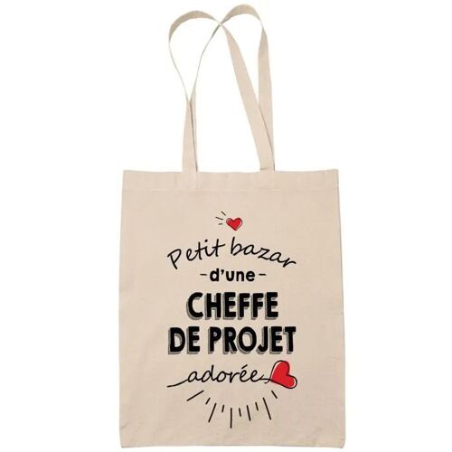 Tote bag Cheffe de projet adorée femme | Idée Cadeau Sac cabas Bandoulière, Sac de Plage | Imprimé en France