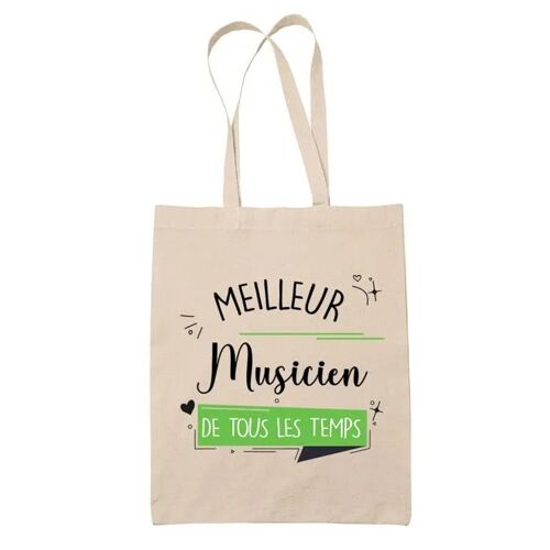 Tote bag Musicien meilleur de tous les temps | Sac coton cabas Idée Cadeau Humour Collègue famille Homme Anniversaire Noël