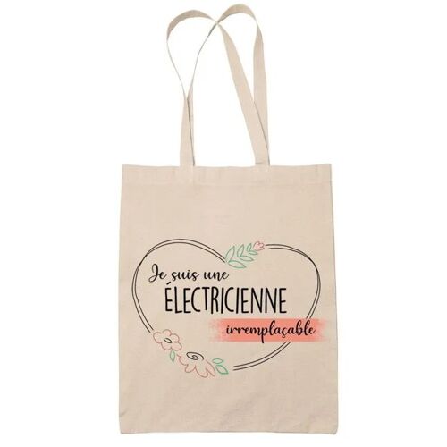 Planetee Tote bag électricienne femme Irremplaçable - Idée Cadeau Sac cabas Bandoulière, Sac de Plage, Sac à Main Femme - Imprimé
