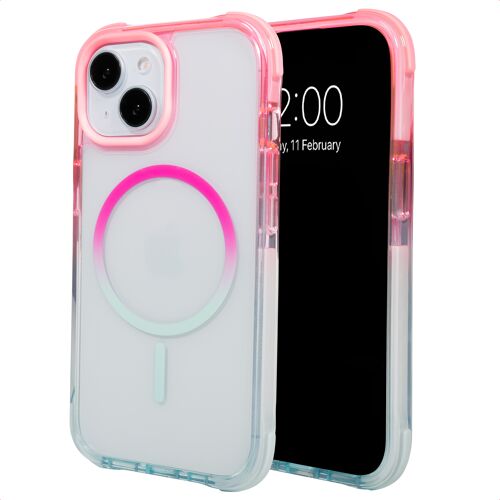 Selencia Coque arrière MagSafe Gradient iPhone 15 Rose / Bleu