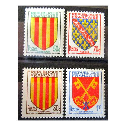1955. Série Complète F1044 À F1047: Armoiries De Provinces (8).